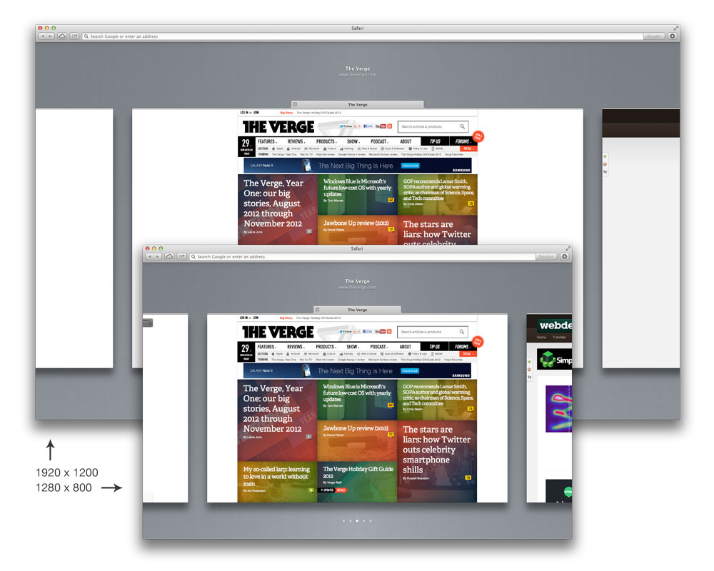 Safari 6 tab preview at different resolutions