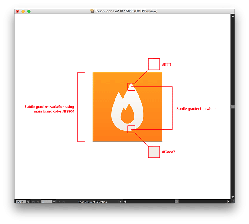 Animated gif of Illustrator UI showing how colors were used