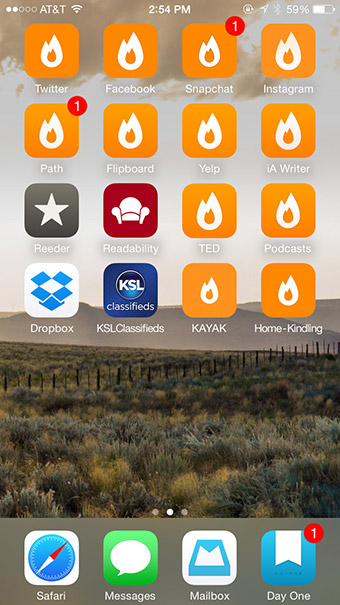 iPhone springboard with variations of icon artwork