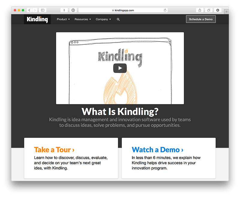 Screenshot of kindlingapp.com