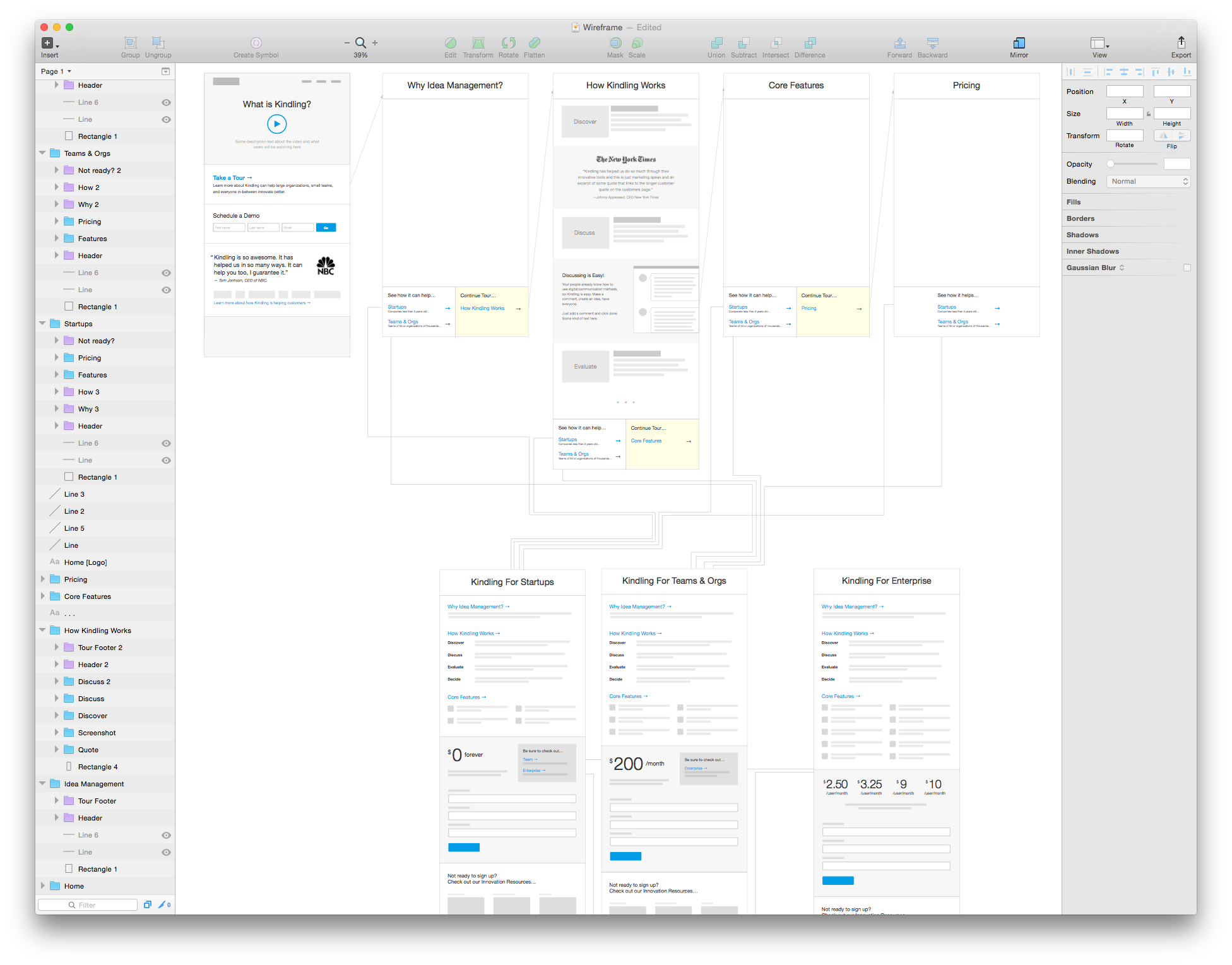 Screenshot of mock in Sketch