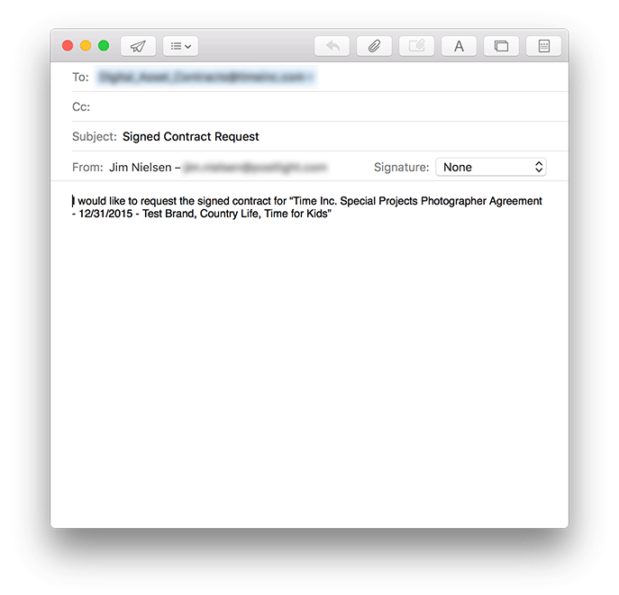 Screenshot of enhanced email