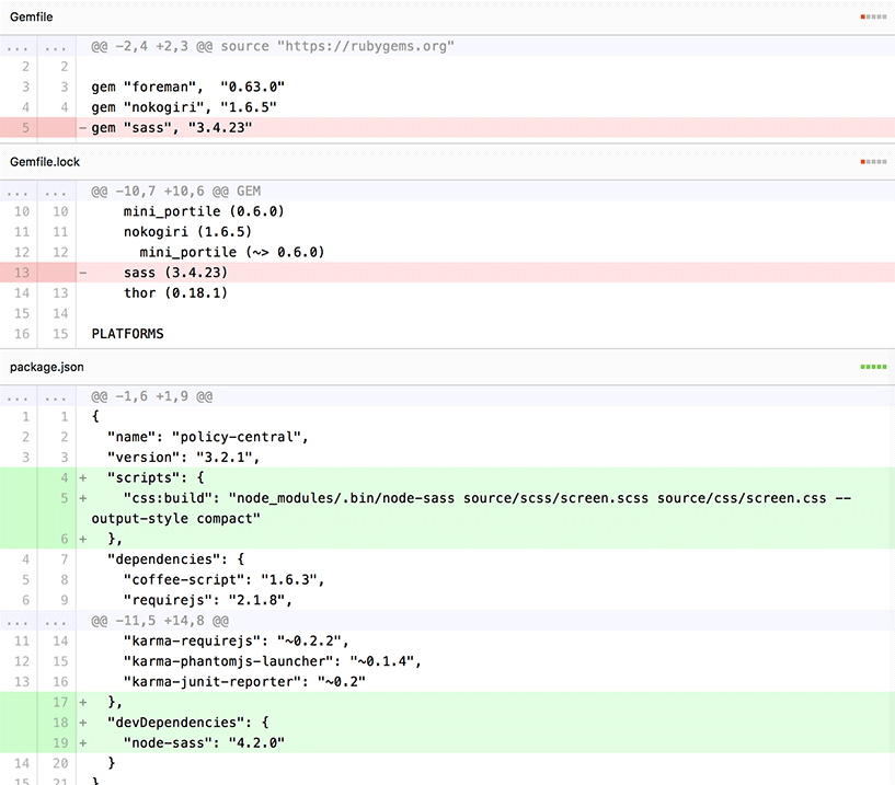 Screen shot of my diffs when switching from Ruby Sass to node-sass
