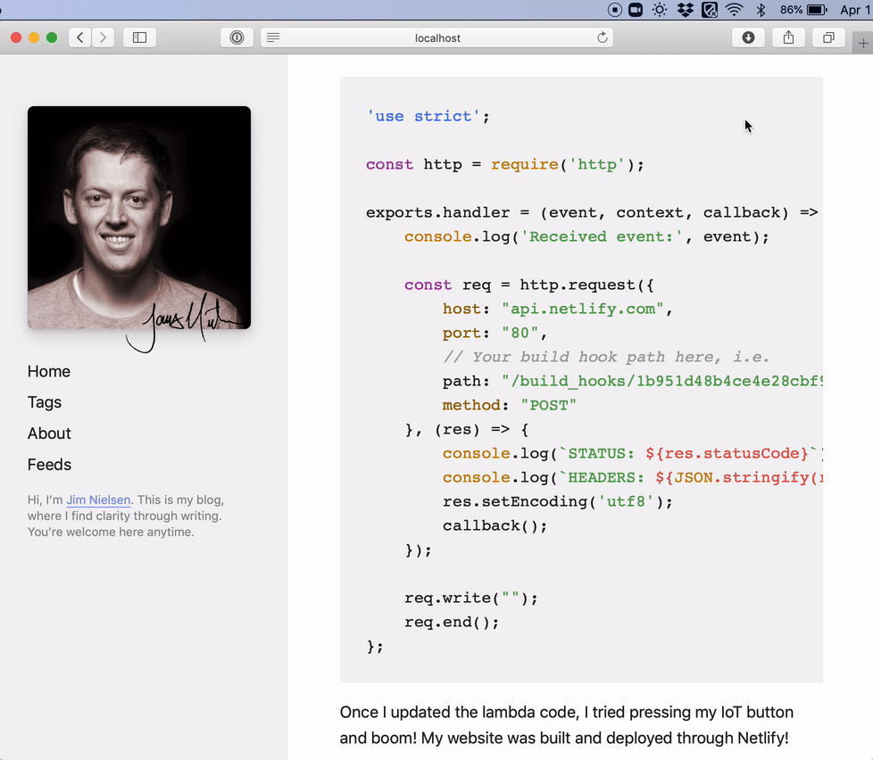 Animated gif showing syntax highlighting changes between light and dark mode
