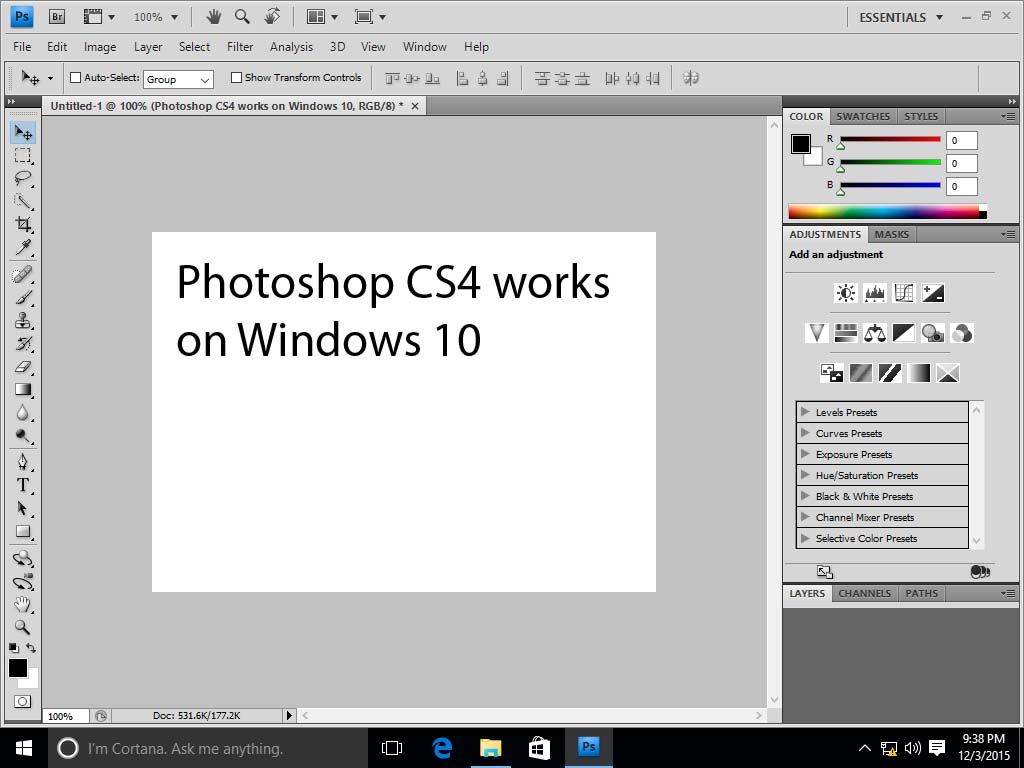 Screenshot of Photoshop CS4 for Windows