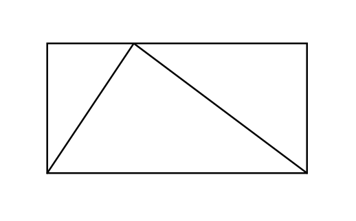 A drawing of a rectangle with a triangle inside of it