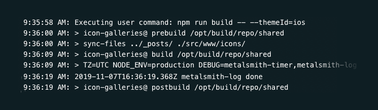 Screenshot of the Netlify deploy log where my custom build command is run