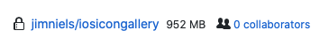 Screenshot of the Github UI detailing the size of my repo (while holding thousands of PNG icon) at 952MB