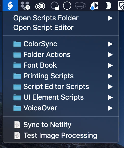 Screenshot of the Script Editor menubar app in macOS