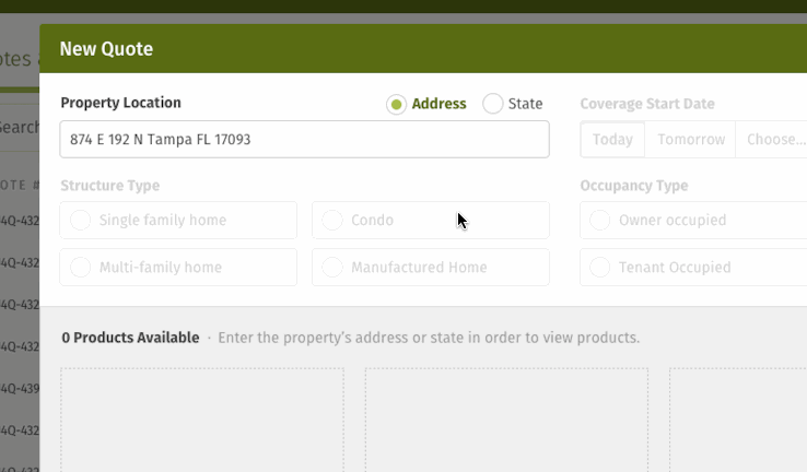 Animated gif of the address edge case UI as a mock