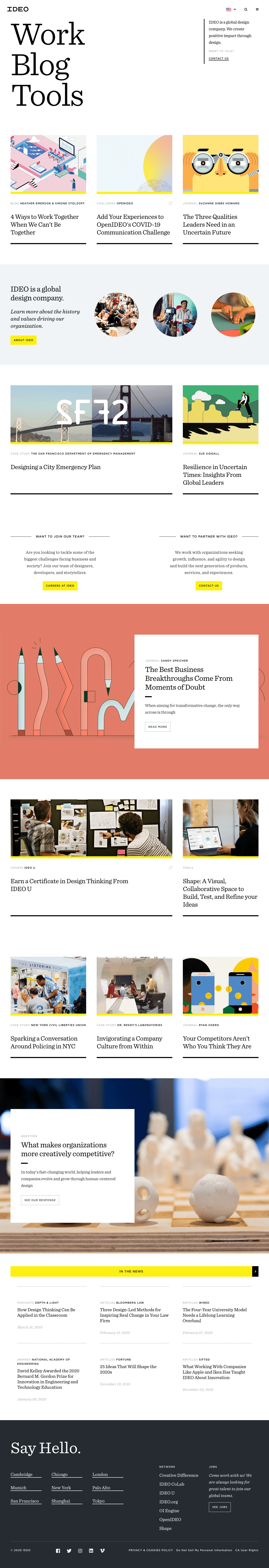 Screenshot of ideo.com, March 2020