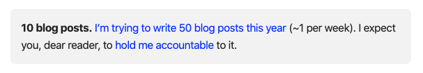 Screenshot of the status widget without JavaScript present (it only shows the number of blog posts).