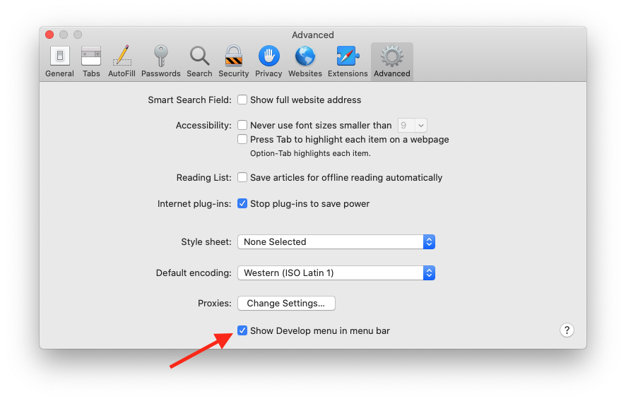 Screenshot of Safari’s contextual menu when you right-click on a webpage with the developer tools turned on.
