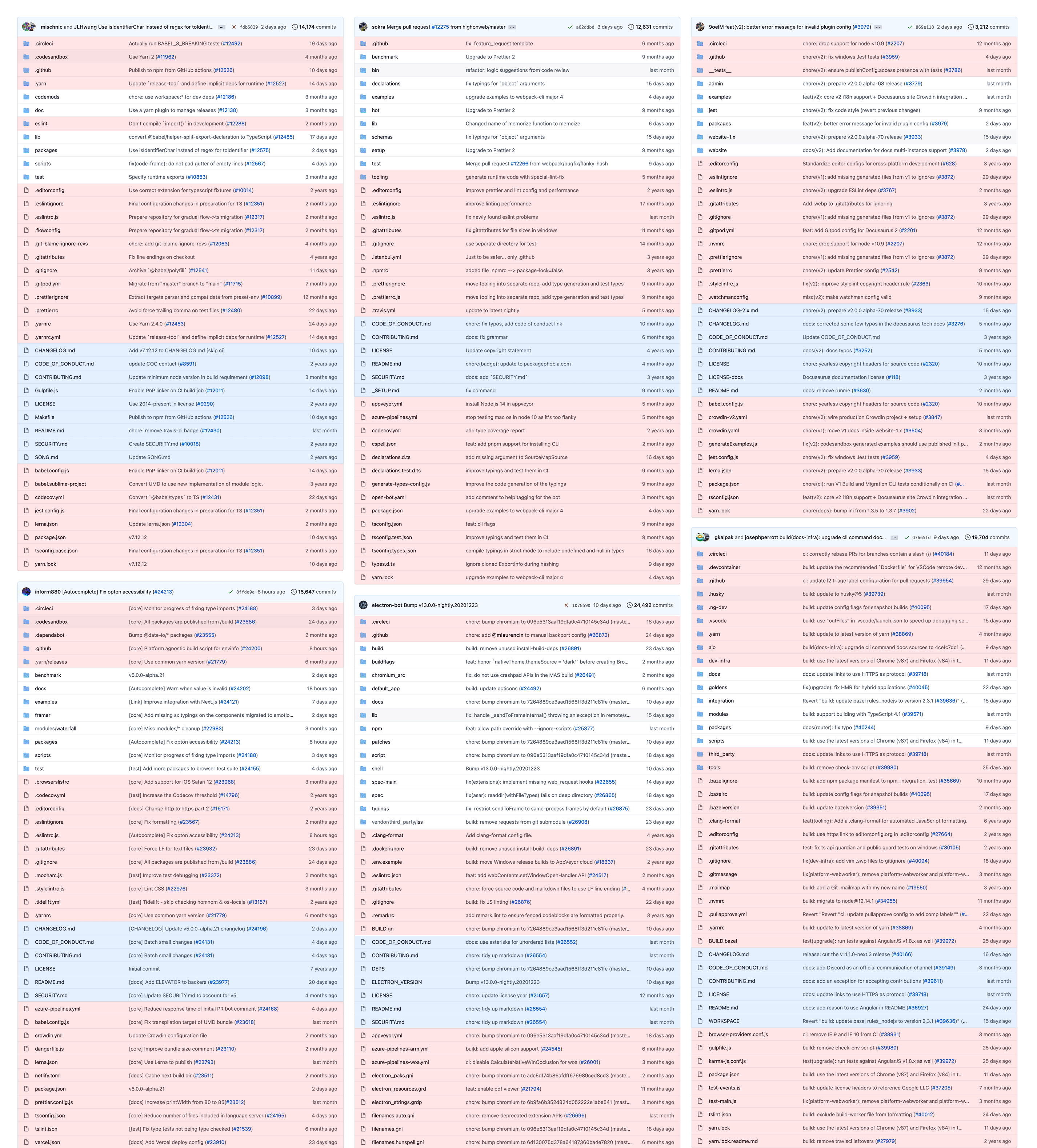 Screenshot of multiple repos on Github highlighting code specific to robots vs. humans.