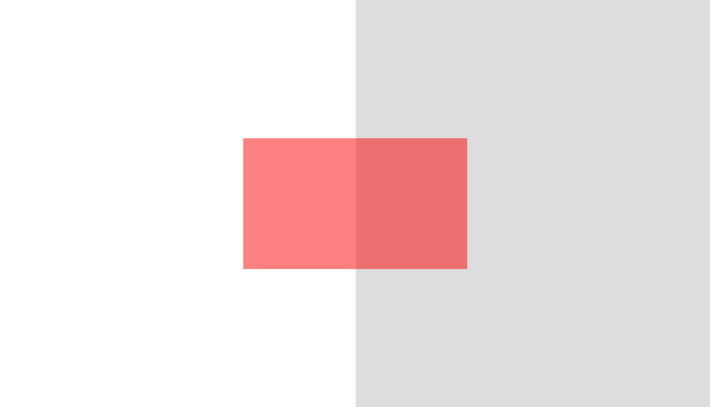 The color `#ff0000` with 50% opacity bleeding into two different background colors.