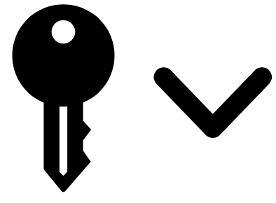 An icon of a key with a dropdown caret.