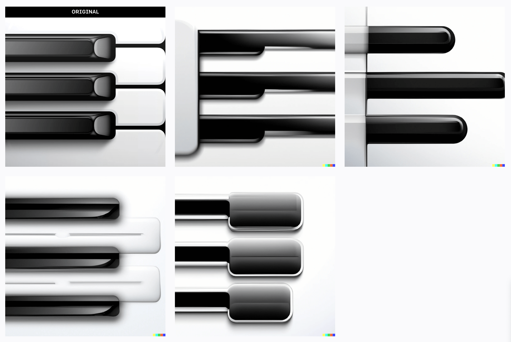 The original “Octave” app icon with 4 AI-generated variations alongside it.