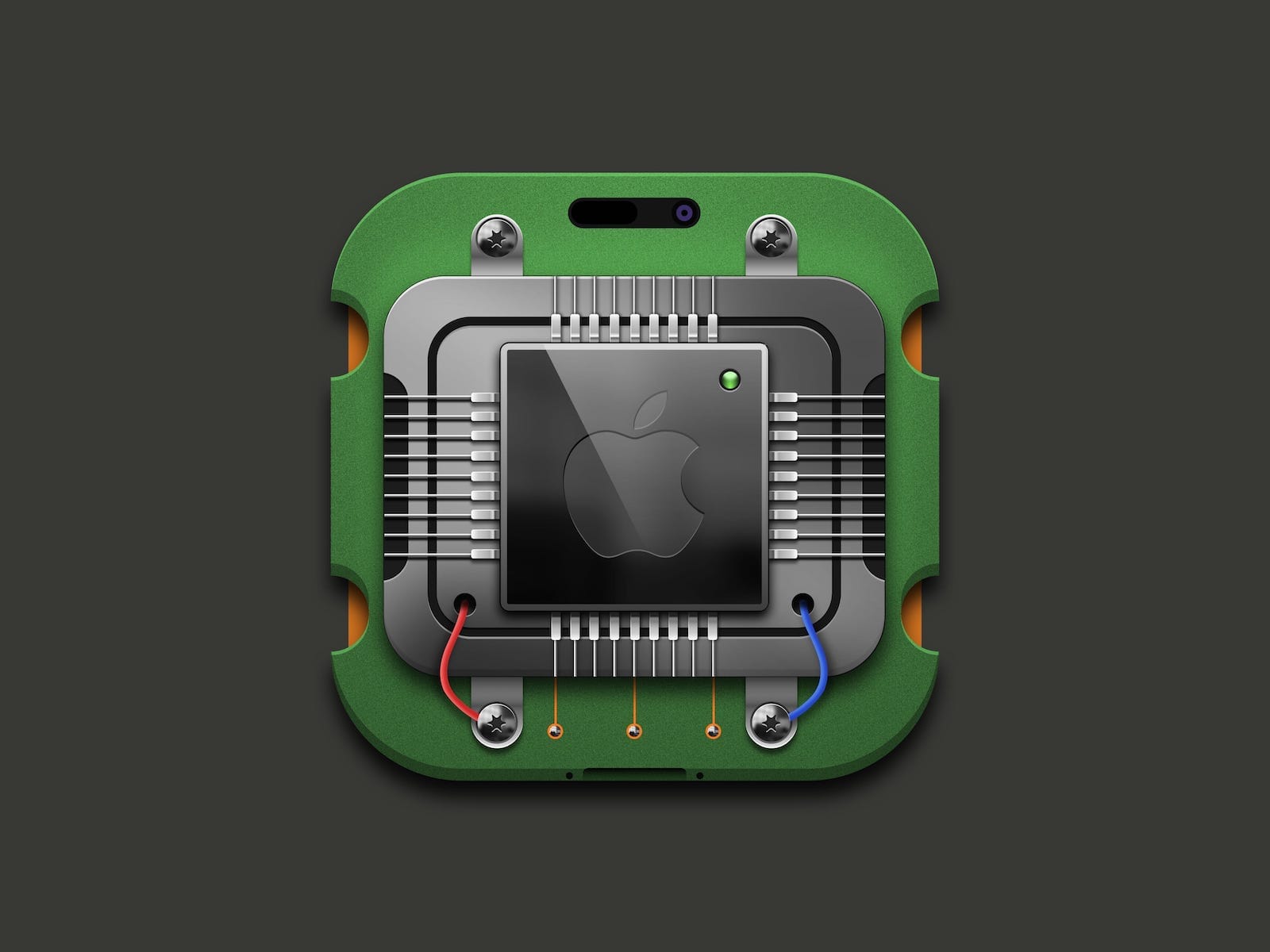 Circuit board icon resembling a piece of computer hardware.