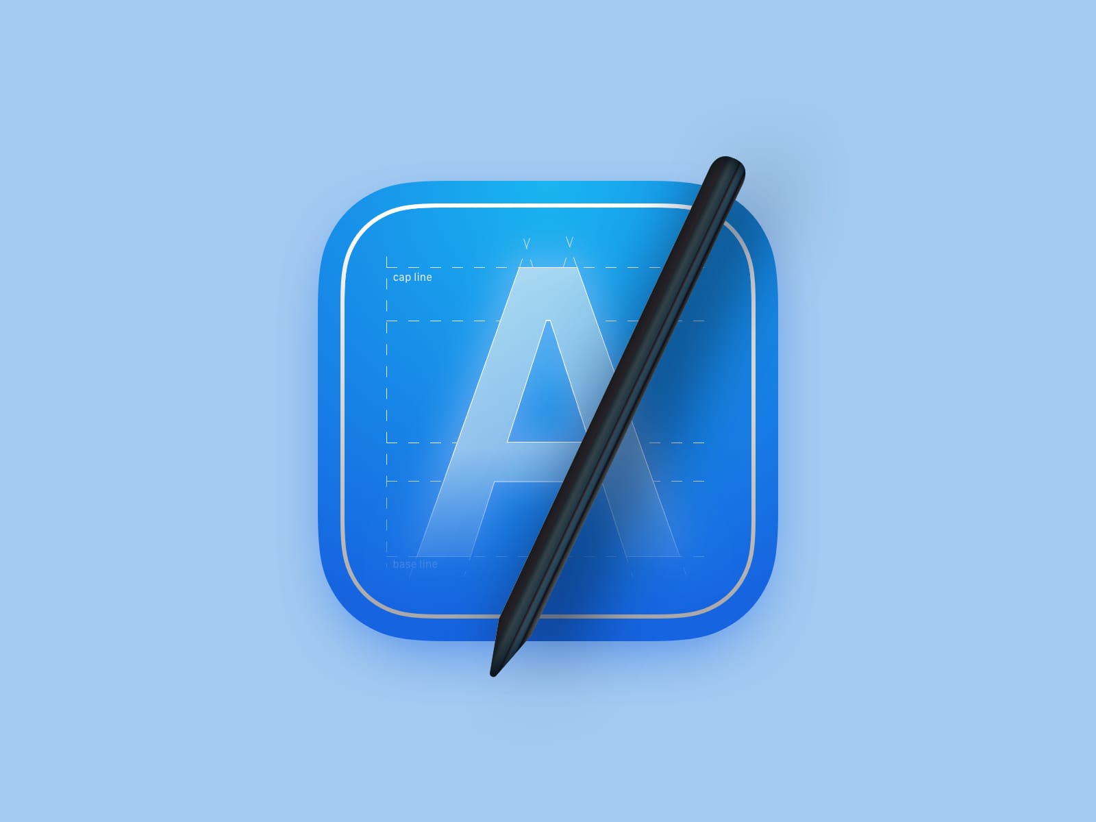 App icon in the style of a blueprint with the letter “A” overlaid with a pencil/stylus.