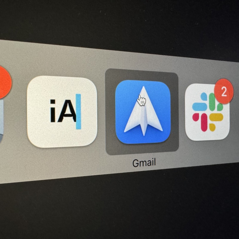 Screenshot of macOS tab switcher with the Gmail app and no app badge.