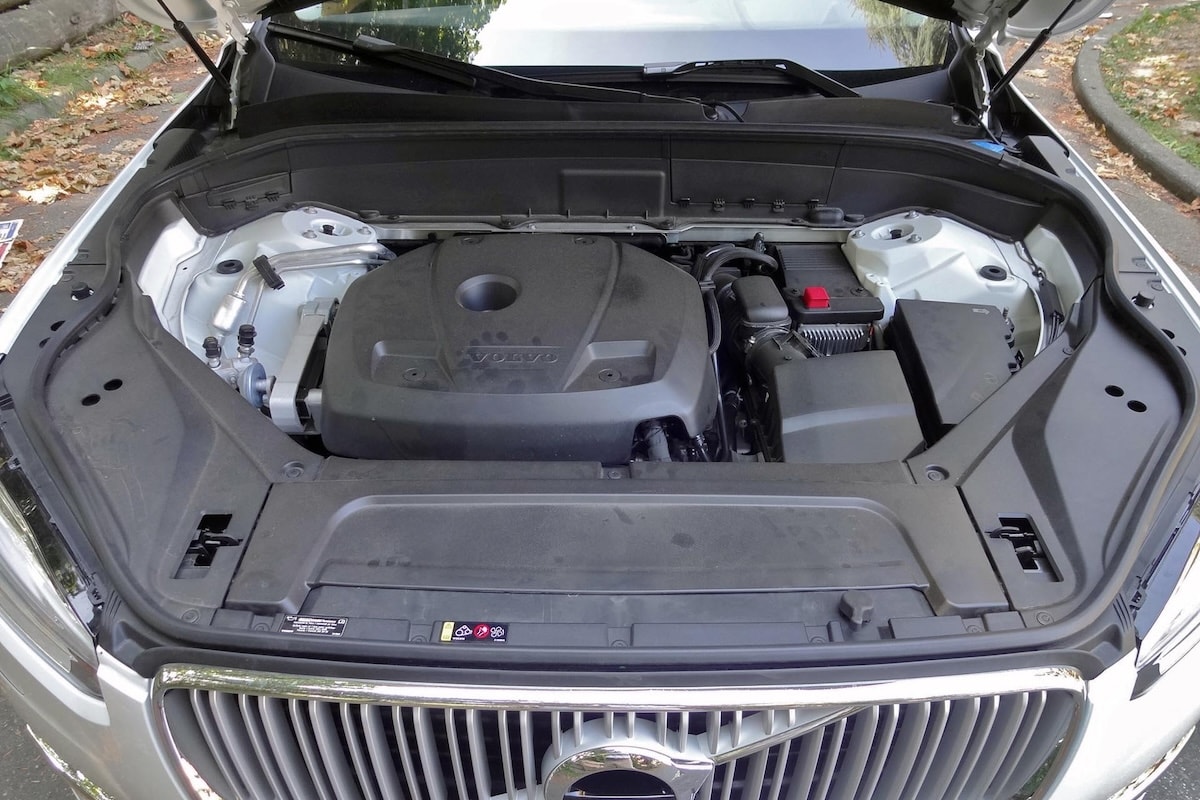 Photograph of a ~2020 Volvo XC90 engine bay.