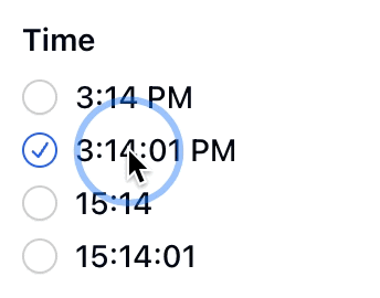 Animated gif of some radio inputs where the space between the control and the label doesn’t select the radio grouping.