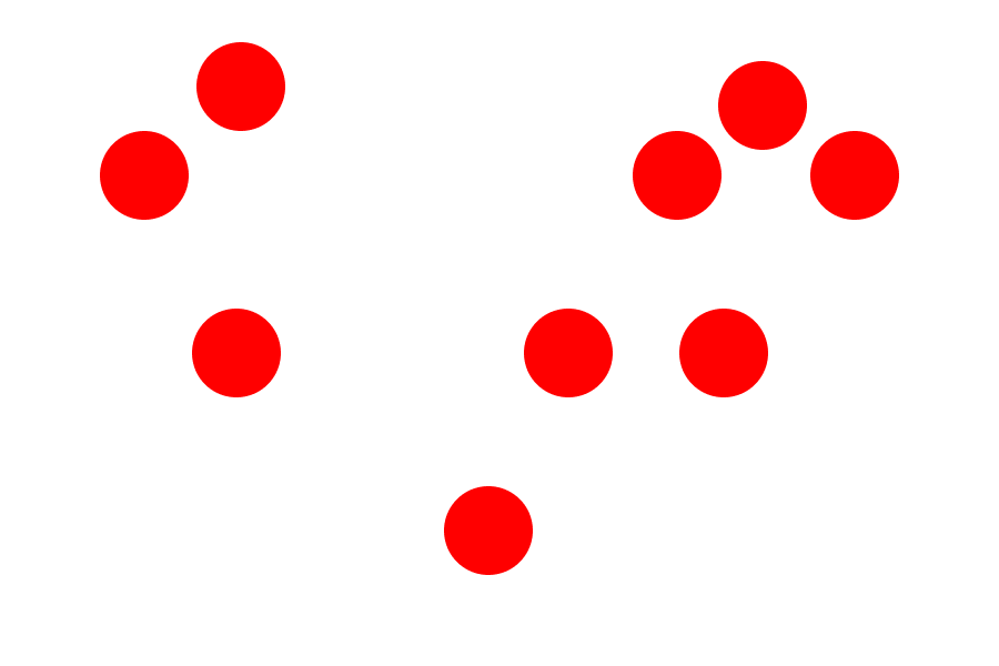 Ten seeminly random red circles scattered on a white background