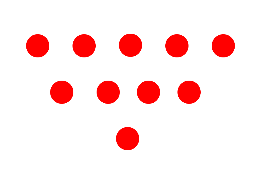 Ten circles on a white background in a structured grid.