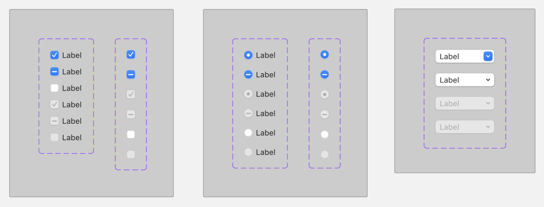 Screenshot of form controls like radio, checkbox, and select in macOS.