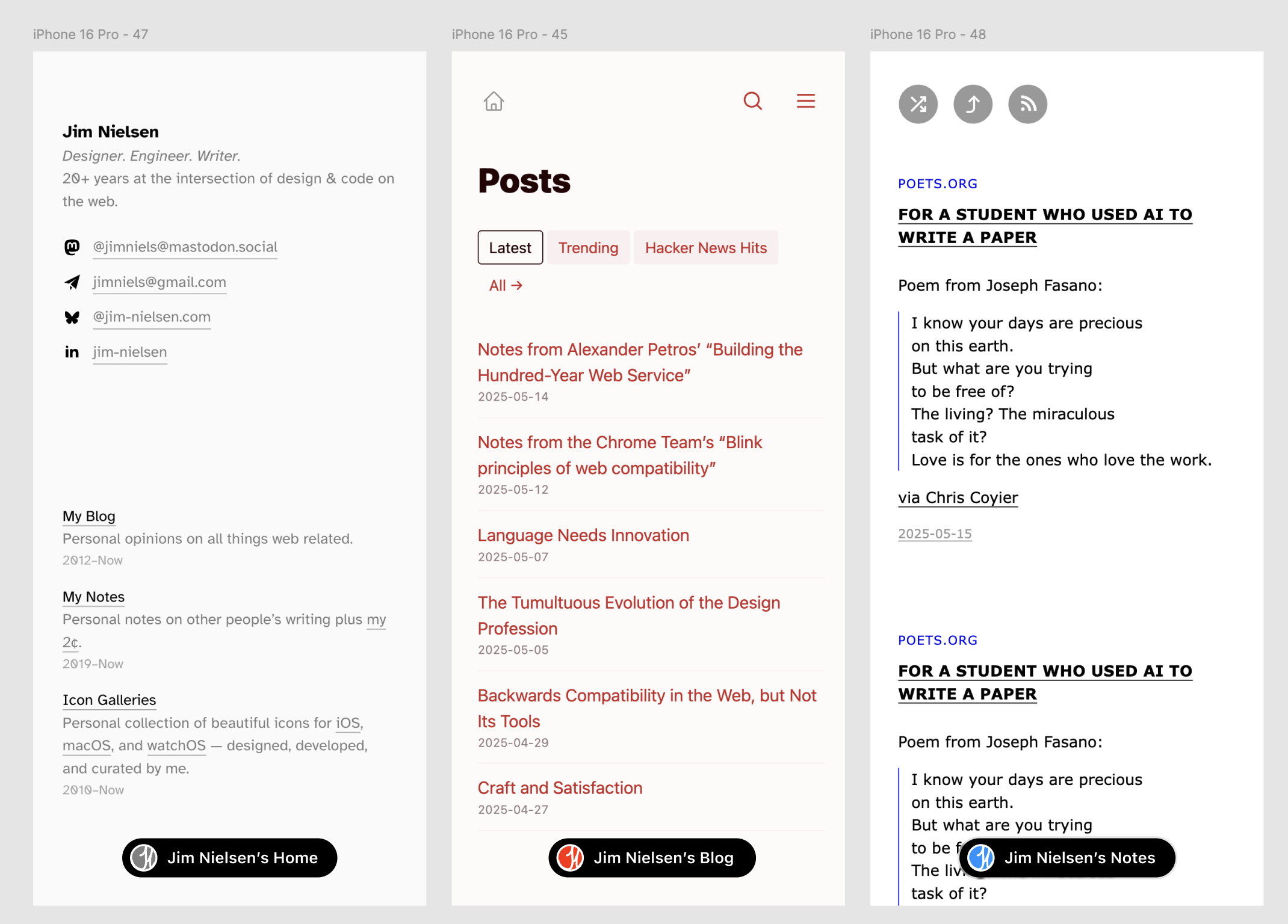 Dynamic-island-like navigational pill for the subdomains on www, blog, and notes subdomains of jim-nielsen.com